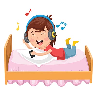 KidLyingOnBed Listening to music